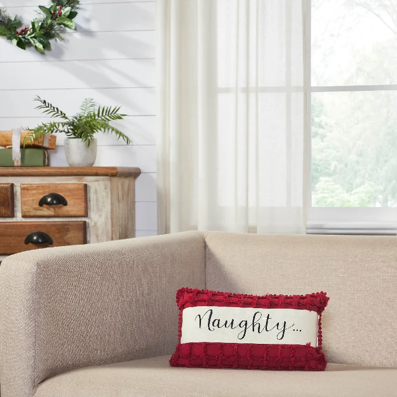 Kringle Chenille Naughty and Nice Pillow 7x13