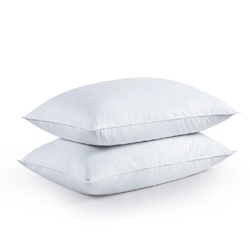 Peace Nest Set of 2 Feather Down Bed Pillows w/ 100% Cotton Cover