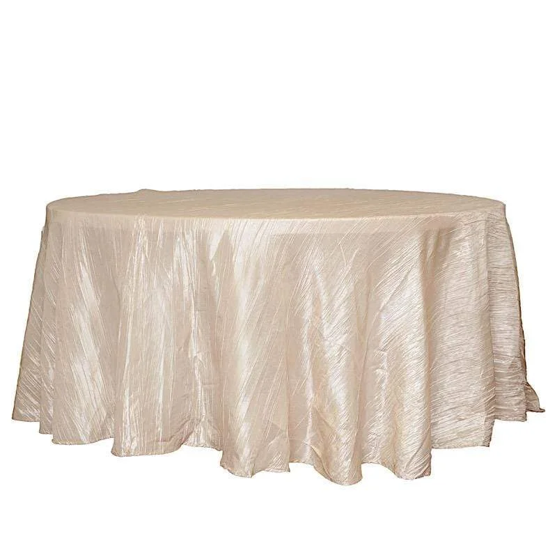 120" Accordion Crinkled Taffeta Round Tablecloth