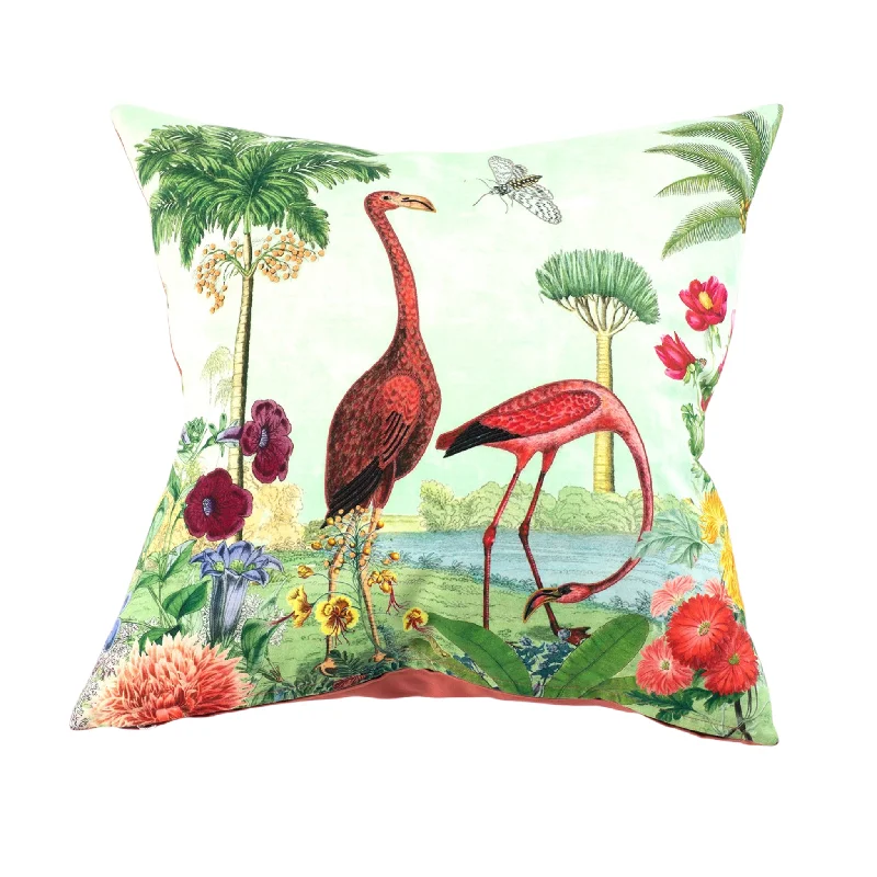 Tropical Flamingo Throw Pillow