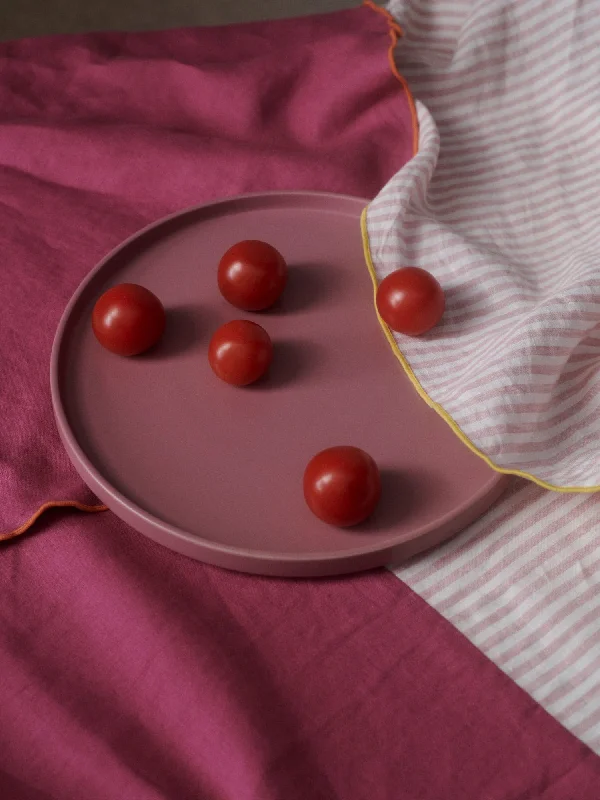 Two colours Linen Tablecloth in Strawberry Jam