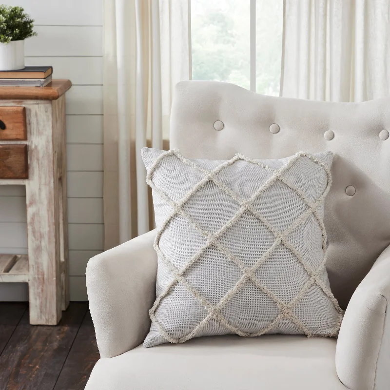 Frayed Lattice Oatmeal Pillow 20x20