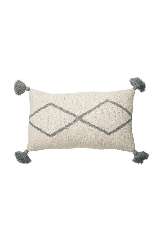 KNITTED CUSHION LITTLE OASIS NATURAL - GREY