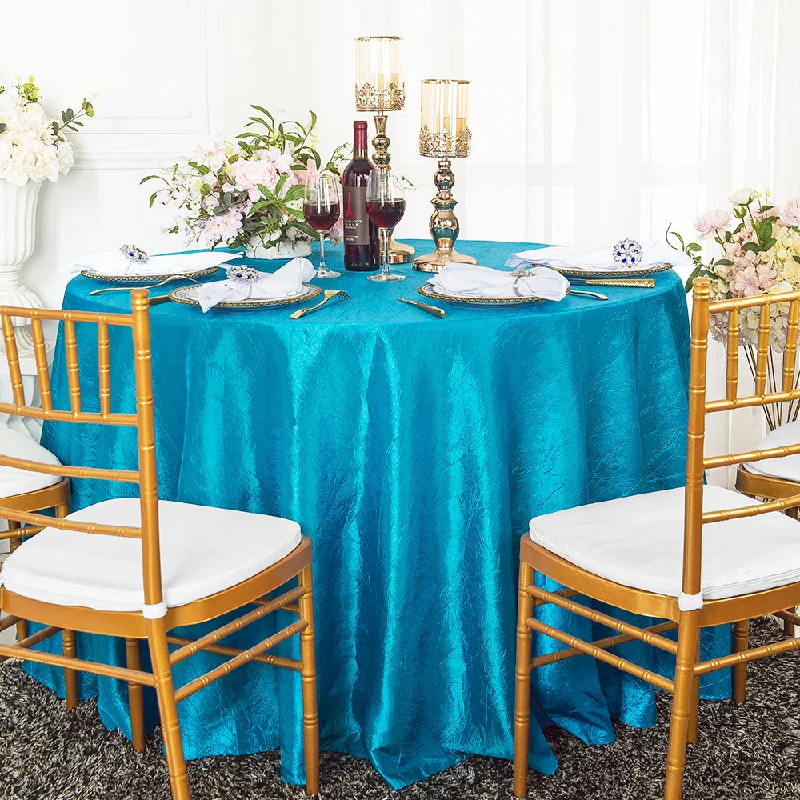 108" Seamless Round Crushed Taffeta Tablecloth - Turquoise (1pc)