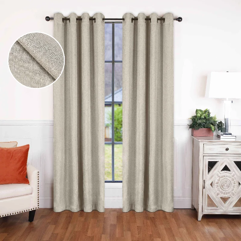 Linen Washable Room Darkening Blackout Curtains, Set of 2