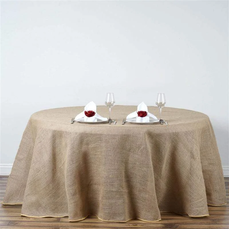 120" Burlap Round Tablecloth - Natural Brown