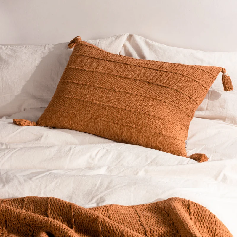 Caliche Textured Tasselled Cushion Ginger