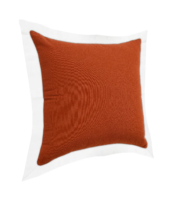 20" X 20" Cinnamon And White 100% Cotton Geometric Zippered Pillow