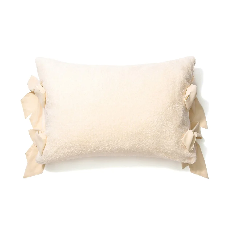 WARMY Furry Ribbon Pillow Case 700 x 500 Ivory