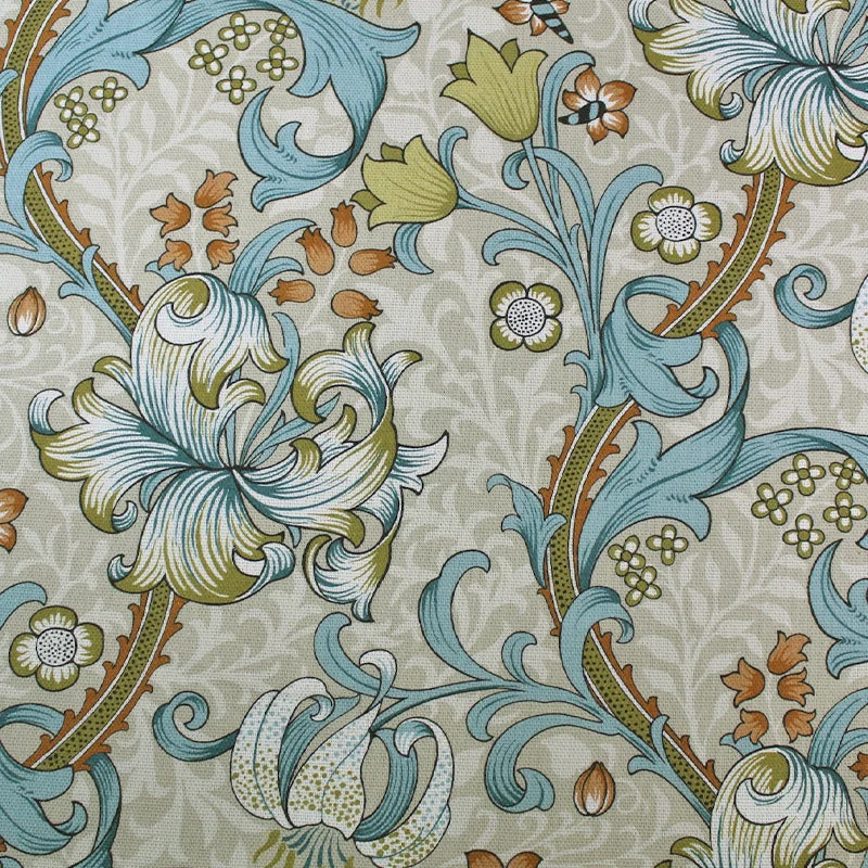 William Morris Soft Furnishing - Golden Lily - Linen and Teal