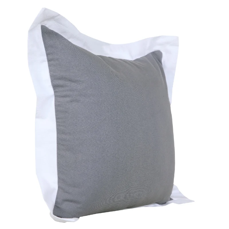 20" X 20" Gray And White 100% Cotton Geometric Zippered Pillow