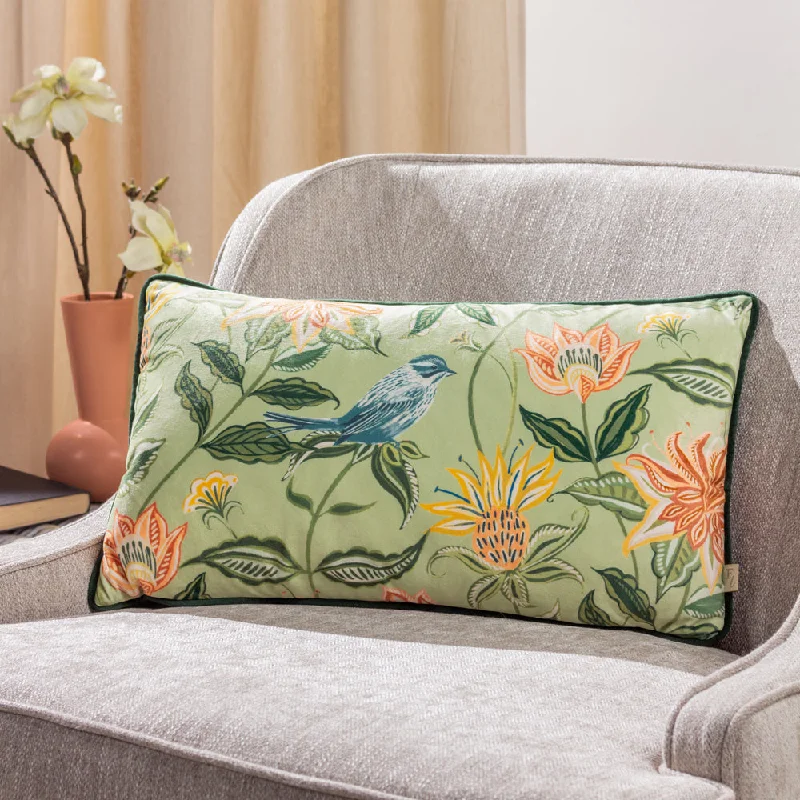 Chatsworth Aviary Piped Cushion Sage