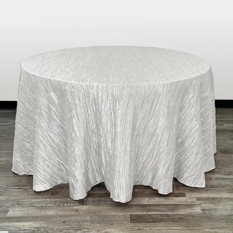 132 inch Crinkle Taffeta Round Tablecloth White