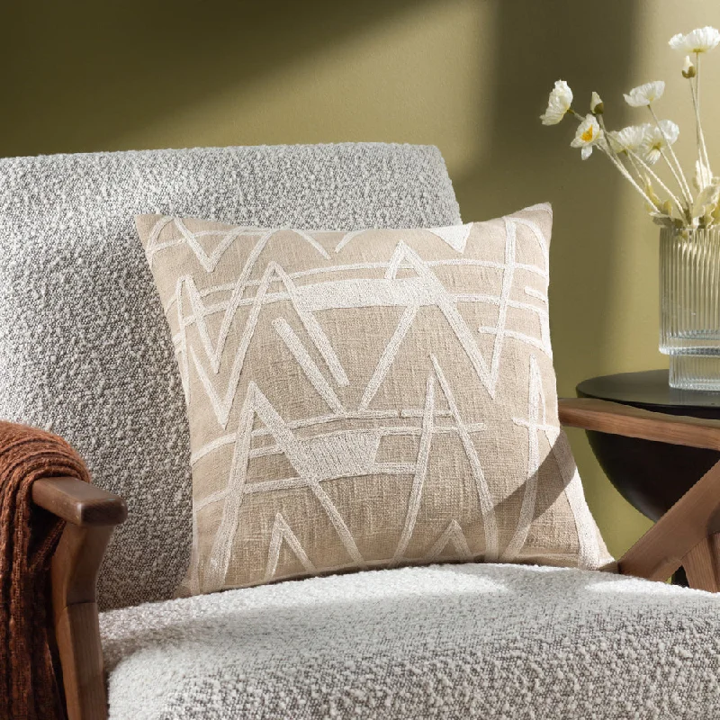 Vannes Embroidered Cushion Tofu