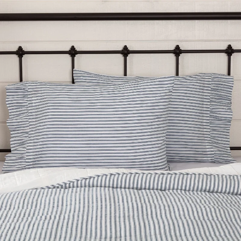 Sawyer Mill Blue Ticking Stripe Pillow Case Set