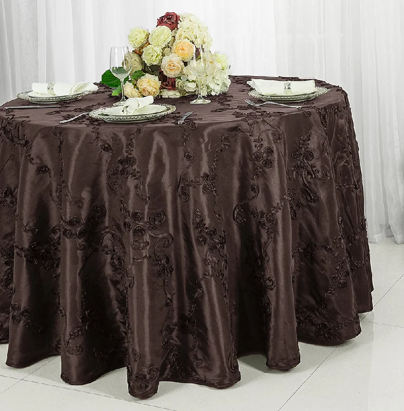 132" Round Ribbon Taffeta Tablecloth - Chocolate (1pc)