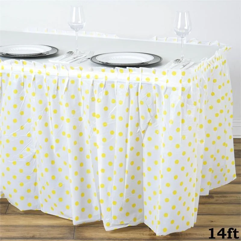 14 feet Plastic Polka Dots Disposable Table Skirt