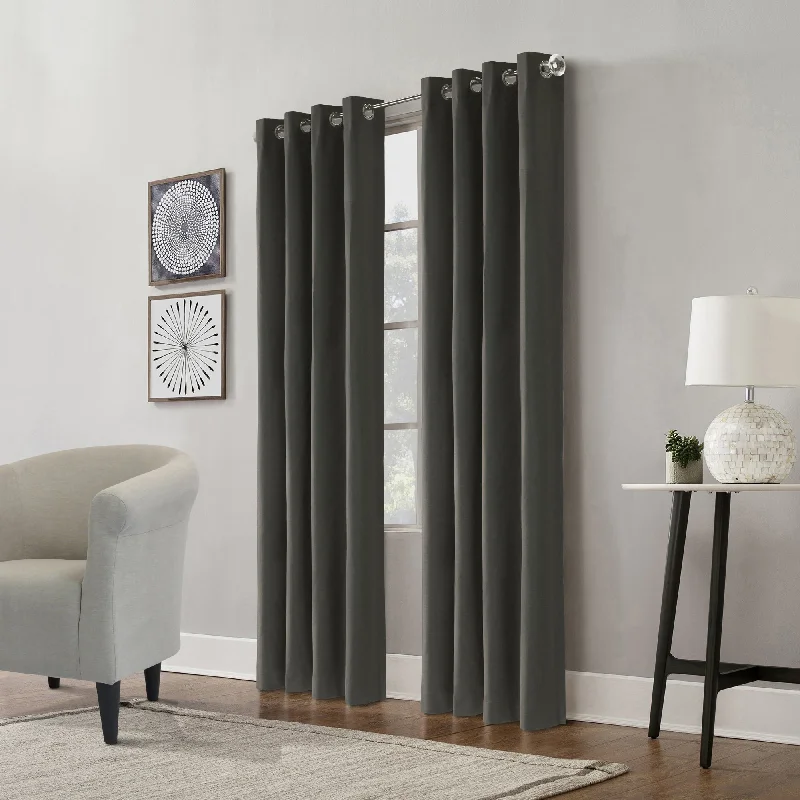 Grommet curtain panel - Taylor - Charcoal - 52 x 84''