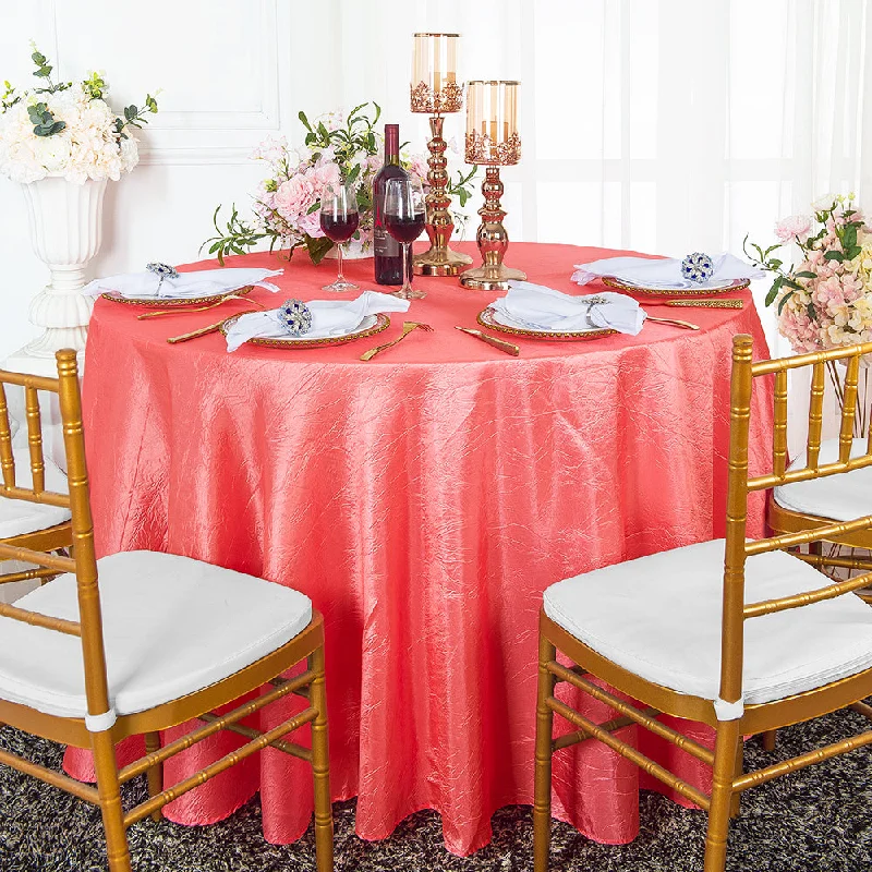 120" Seamless Round Crushed Taffeta Tablecloth - Coral (1pc)