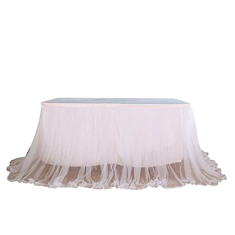 Dual Layer Tulle with Satin Table Skirt