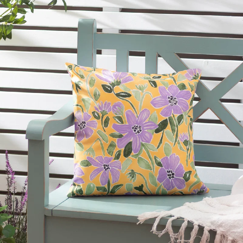 Flowers Trending Outdoor Cushion Yellow/Lilac