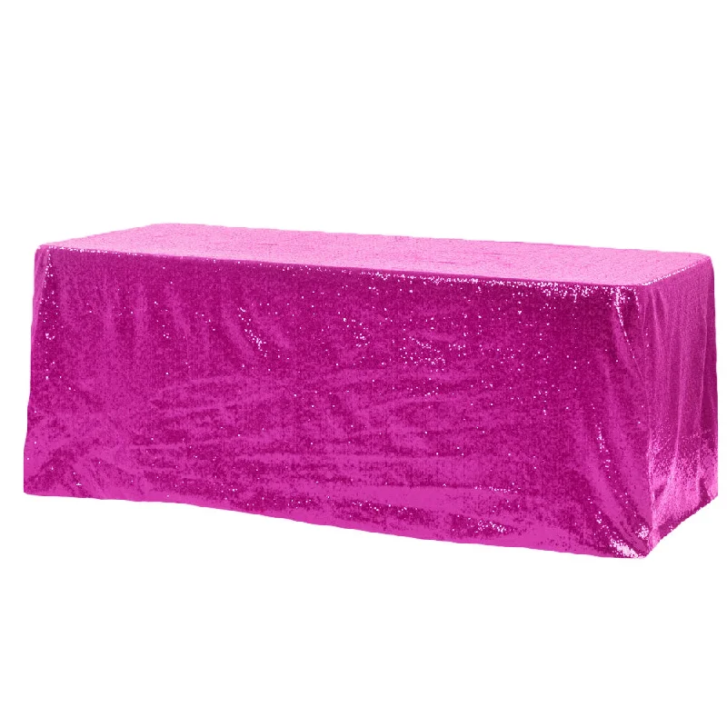 Glitz Sequin 90"x132" Rectangular Tablecloth - Fuchsia