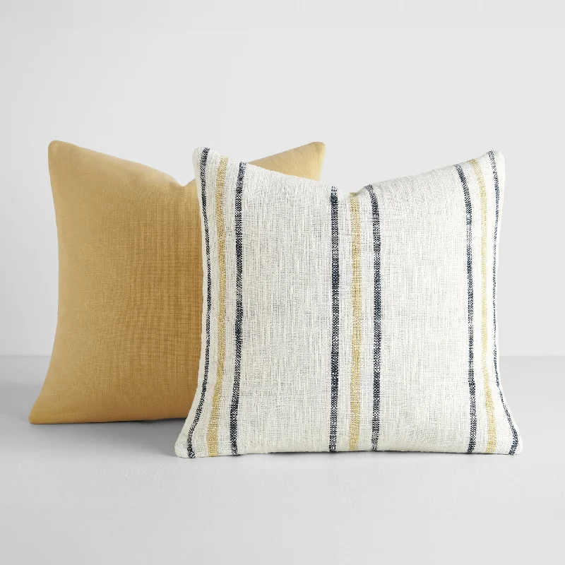 2-Pack Yarn-Dyed Patterns Decor Throw Pillows in Yarn-Dyed Framed Stripe / Solid