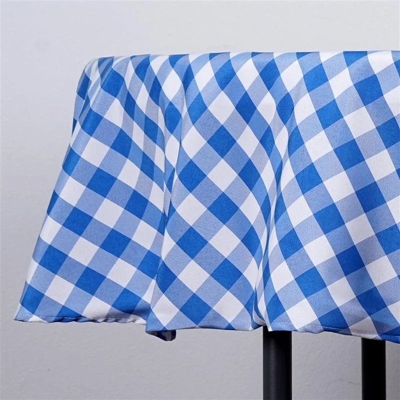 70" Checkered Gingham Polyester Round Tablecloth