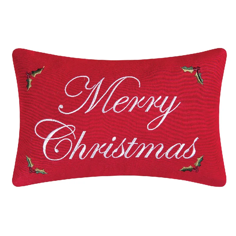 Merry Christmas Holly Decorative Pillow