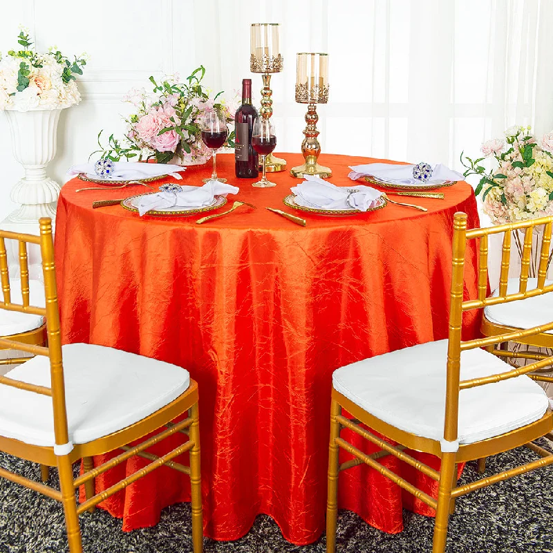 90" Seamless Round Crushed Taffeta Tablecloth - Orange (1pc)