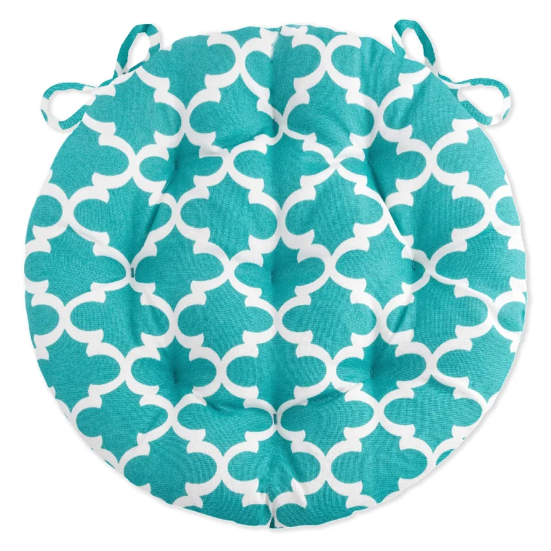 Bistro Chair Cushion - Fulton Aqua - 16" Round Chair Cushion - Indoor / Outdoor