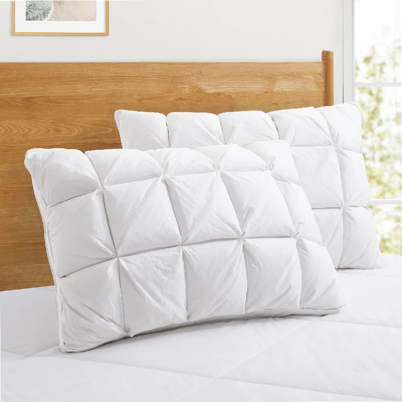 Luxury Pinch Pleat White Down Feather Pillows