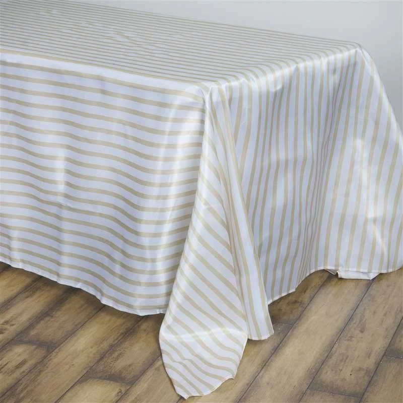 90" x 132" Satin Stripes Rectangular Tablecloth