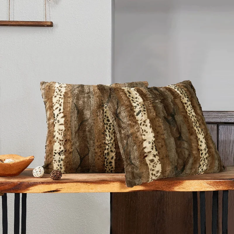 Double Sided Fauxfur 2 Piece Pillow Shell Set, NO INSERT