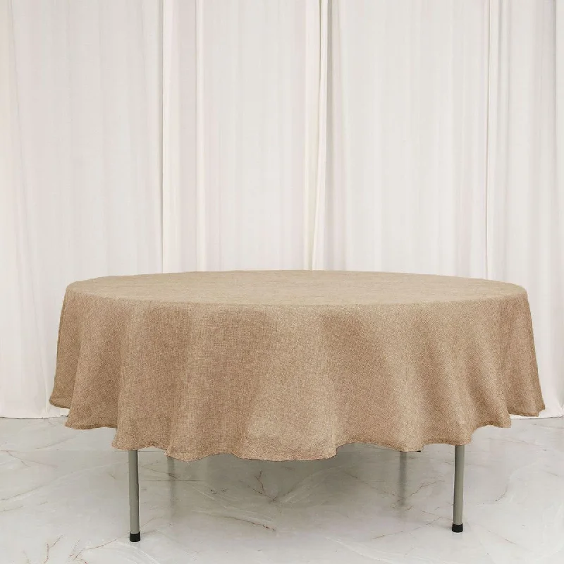 90" Round Faux Burlap Tablecloth - Natural