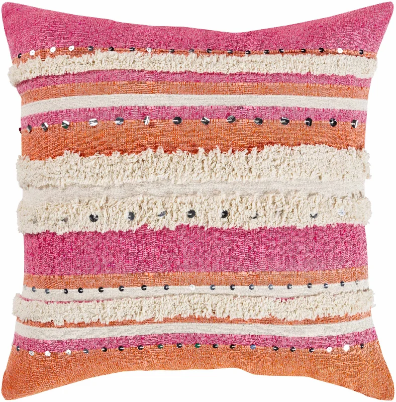 Wakarusa Pink&Orange Striped Throw Pillow