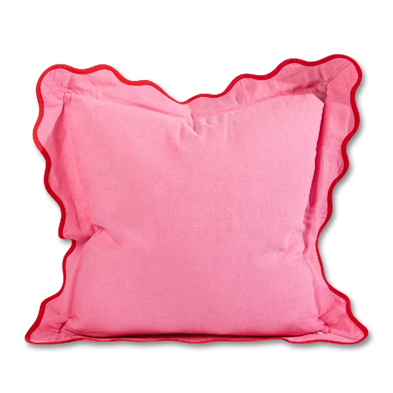 Darcy Linen Pillow - Light Pink + Cherry