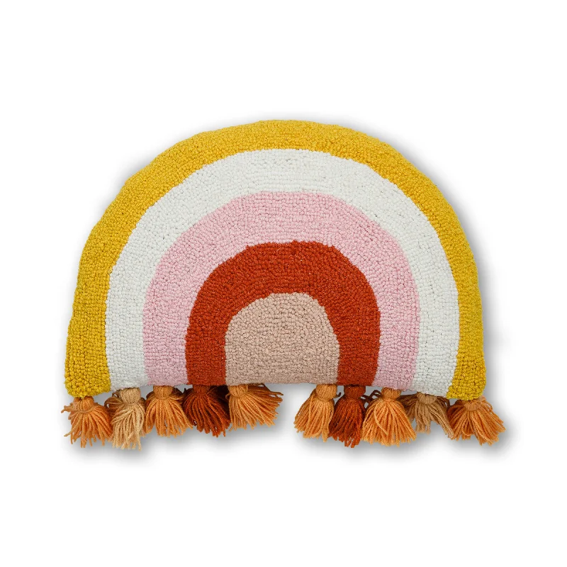 Warm Shaped Rainbow Hook Pillow with Tassels