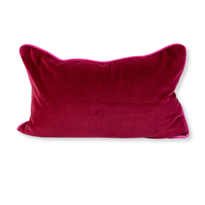 Charliss Velvet Lumbar Pillow - Wine + Hot Pink - Case Only