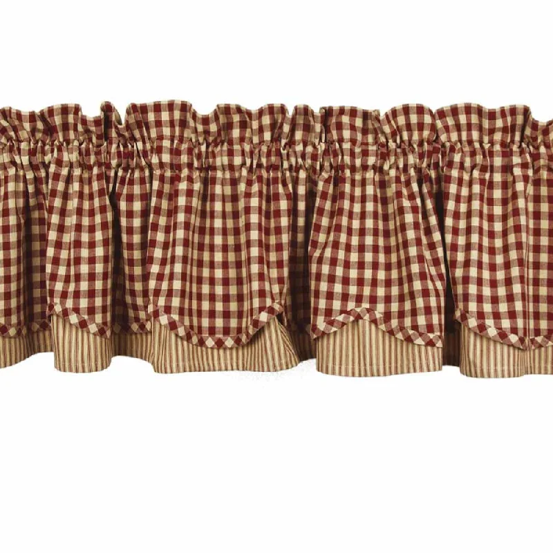 Barn Red Nutmeg Heritage House Check Barn Red Fairfield Valance Lined VF100017