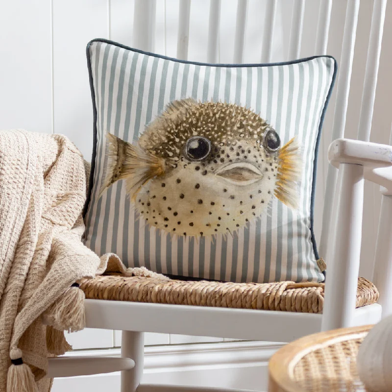 Salcombe Pufferfish Piped Cushion Multicolour