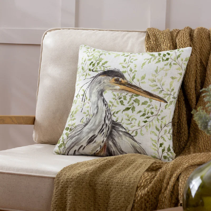 Shugborough Heron Traditional Cushion Multicolour