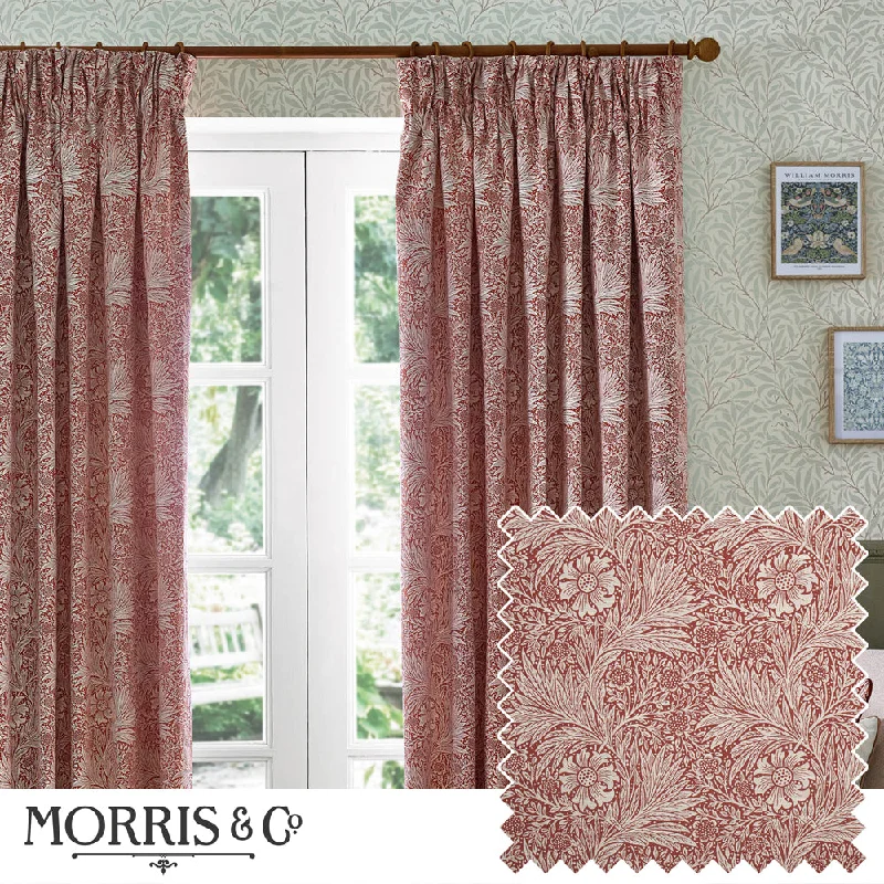 Marigold Floral Jacquard Pencil Pleat Curtains Russet