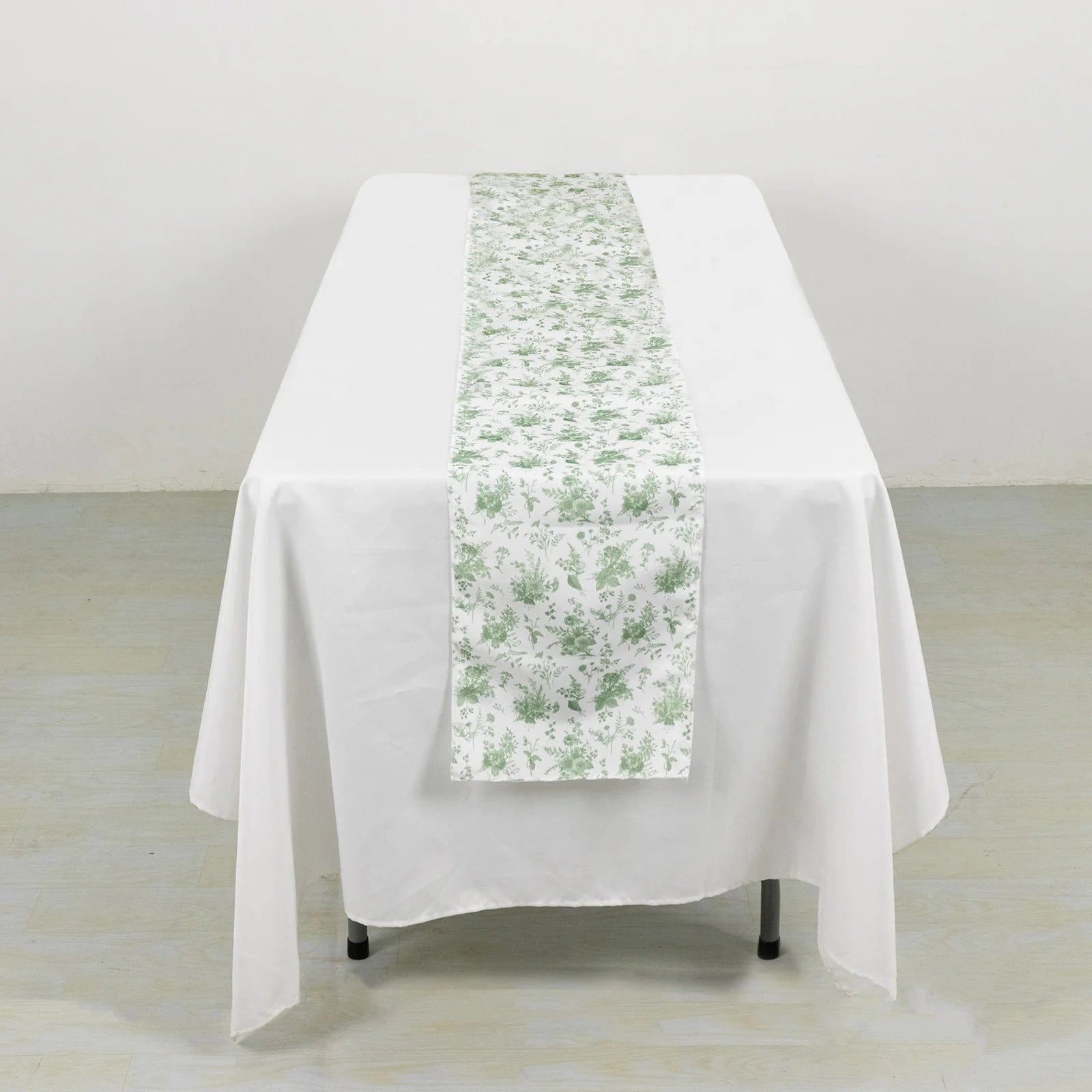 12" x 108" Floral Polyester Table Runner - Dusty Sage Green